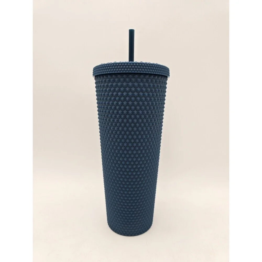 Starbucks Mexico 2022 Matte Diamond Blue Tumbler 24oz Venti Cold Cup With Straw‎